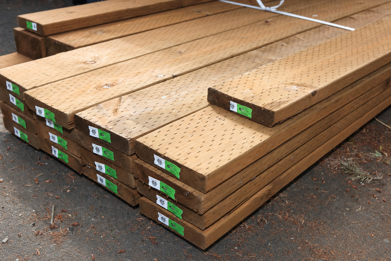 Pressure-treated wood deck construction